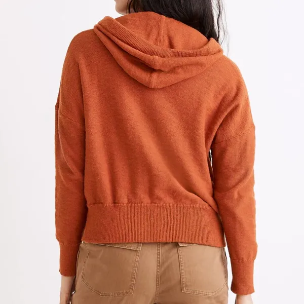 Madewell Women's Size Medium Clairview Hoodie Sweater Maple Glow‎ Orange NC682 - Image 4