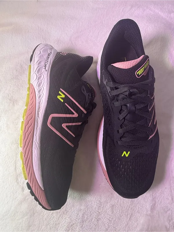 New Balance Women's Sneaker in Black with Pink & Neon Green Accents - Image 5