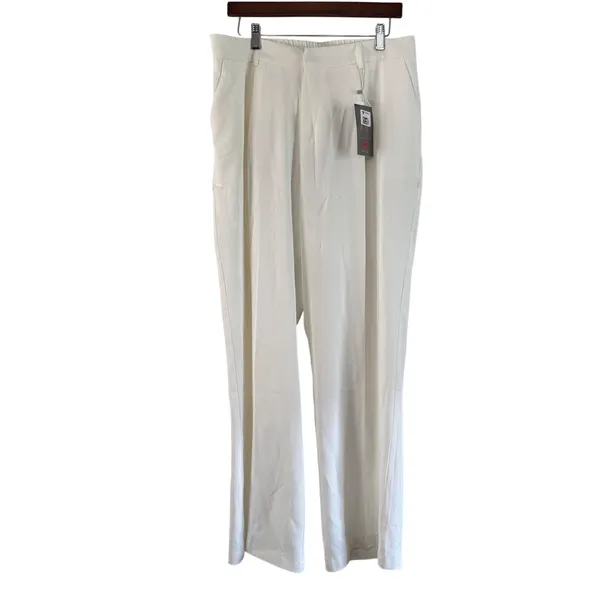 FUNYYZO White Wide Leg Dress Pants Elastic Waist Career‎ Casual XL - Image 7