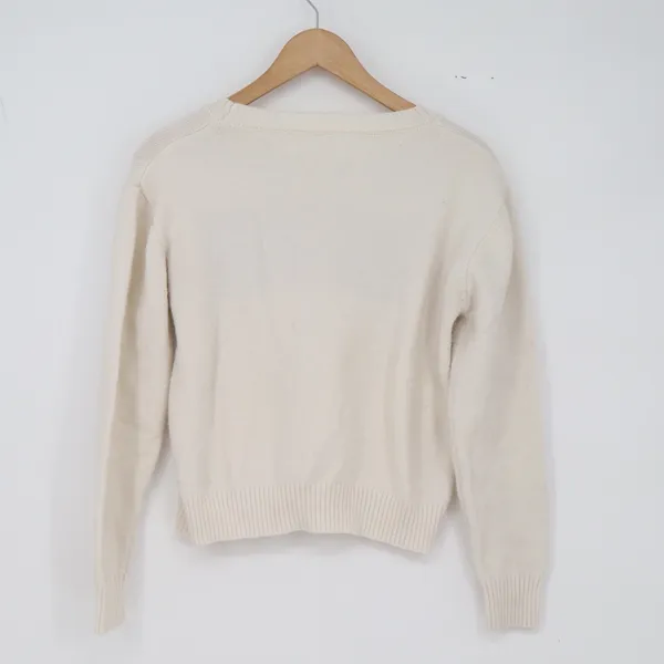 SHEIN Sweater Womens S Americana Cream American Flag Graphic Excellent - Image 4