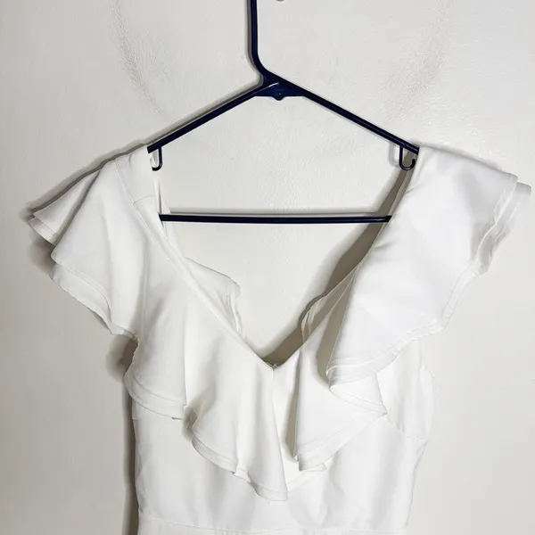 Lulus off white Divine Darling Ruffled Skater Dress Size S - Image 4