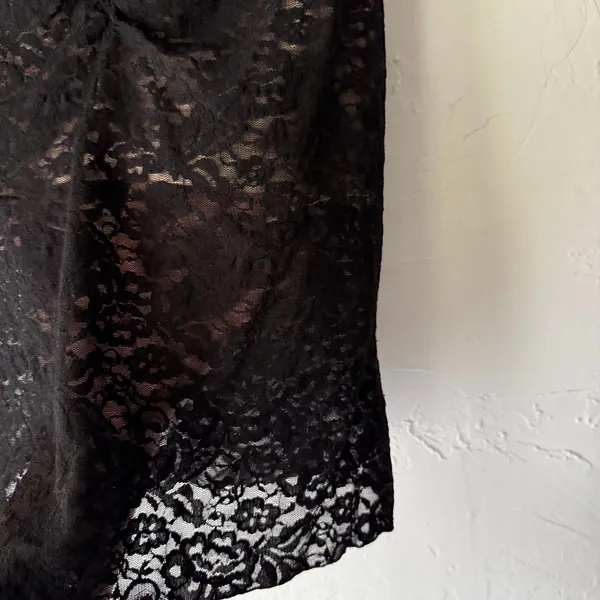 Y2K Cookie Cami Black Lace‎ Sheer Whimsigoth Lingerie Tank Top Large - Image 5