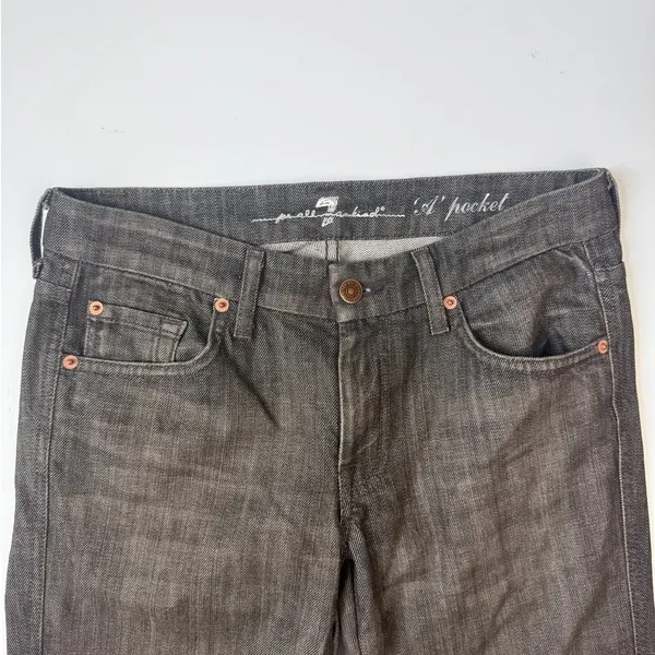 Vintage Y2K 7 For All Mankind A Pocket Low Rise Flare Jeans Brown Grey Size 27 - Image 4