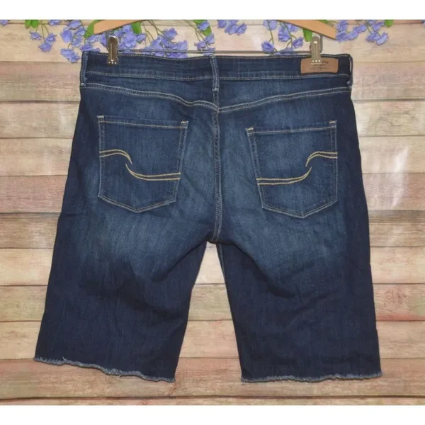 Signature Levis Strauss Size 14 Modern Skinny Shorts Denim Blue Jean Raw Hem - Image 4