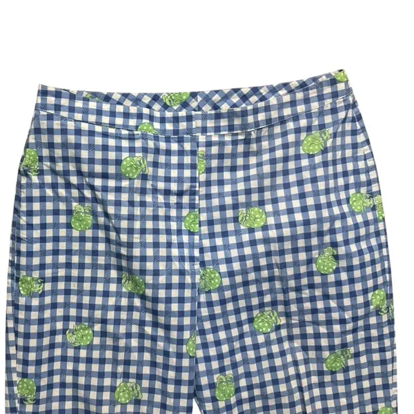 Lilly Pulitzer Blue Cotton Capri Hermit Crab Gingham Check Pants White Lbl 10 - Image 5