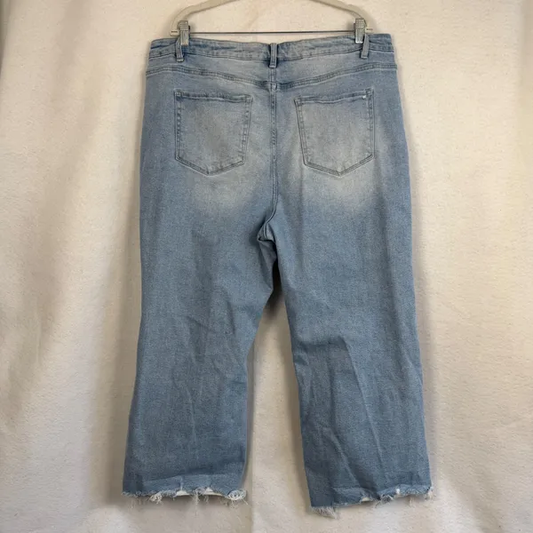 Mica Los Angeles Jeans 90's Vintage Crop Flare LightWash Distressed HighRise 20‎ - Image 6