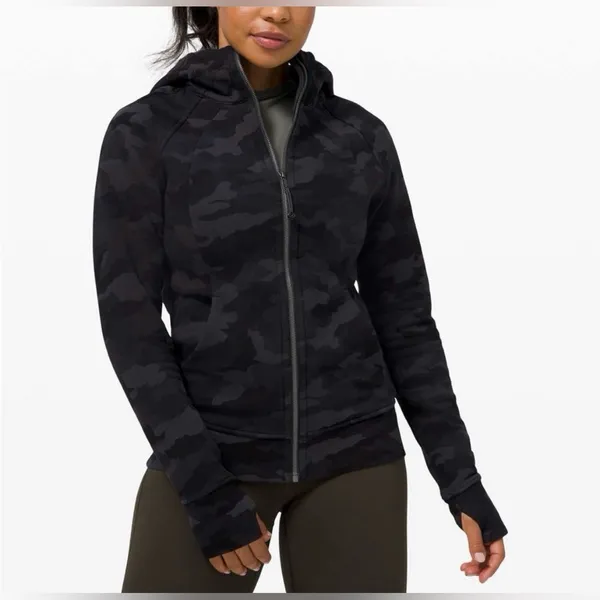 Lululemon Women's Scuba Hoodie Light Cotton Fleece Incognito Camo Gray 12 - Image 3