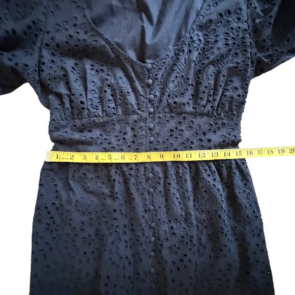 Boston Proper Eyelet Button Front Maxi Dress Size 10 Black Cotton‎ Minimalist - Image 11