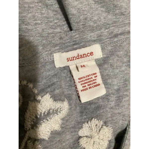 Sundance Grey Embroidered Cotton Snap Front Duster Cardigan Dress Medium - Image 4