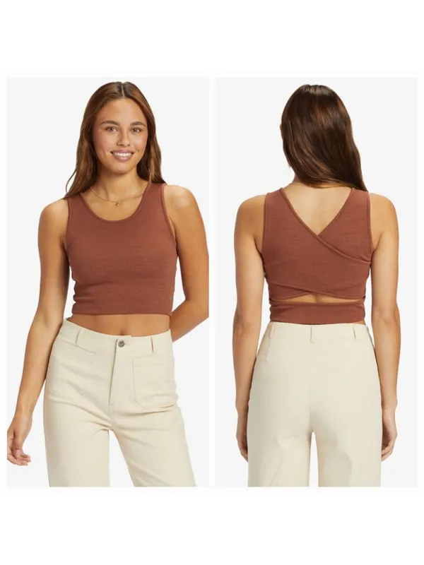 Roxy Ribbed Cross-Back Tank Top - Image 2