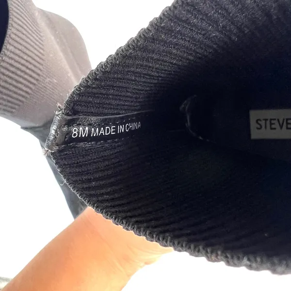 Steve Madden Richter Black Suede Sock Ankle Boots Block Heel Pointed Women‎ Sz 8 - Image 6
