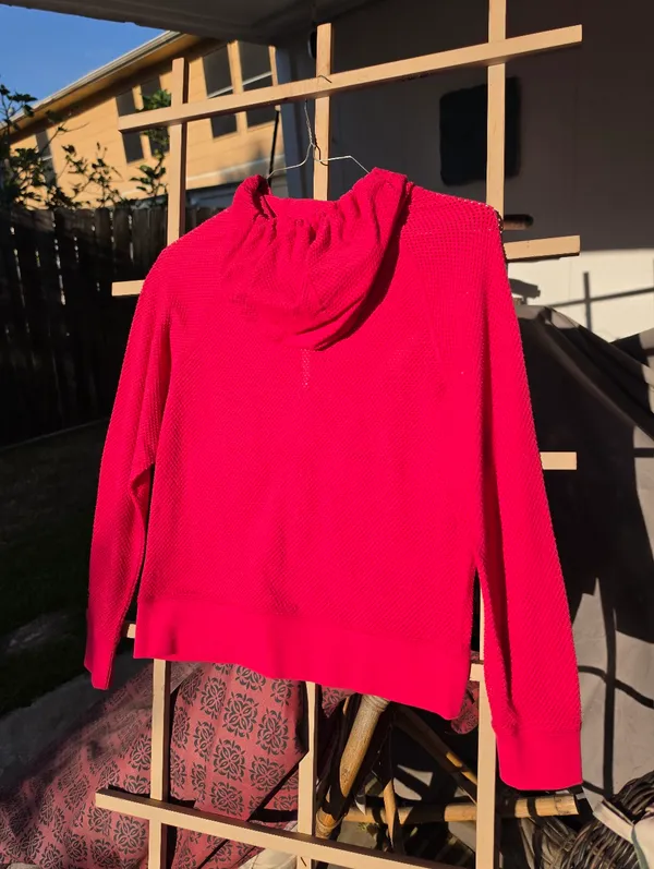 DKNY Sport Small Pink Sprint Mesh Relaxed Full-Zip Hoodie Top - Image 6