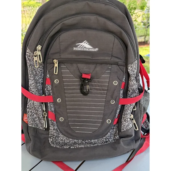 HIGH SIERRA Unisex Tactic Backpack 17” Laptop Pocket Gray Red Outdoor Travel Bag - Image 3