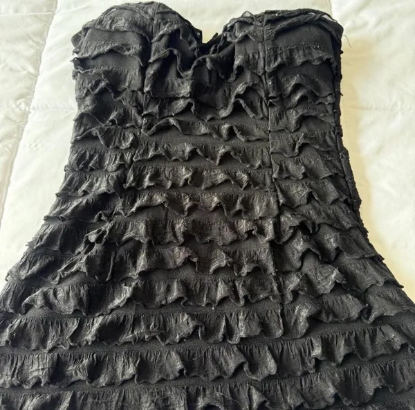 Charlotte Russe Black Strapless Ruffle Bustier Mini Dress Top (S) - Image 4