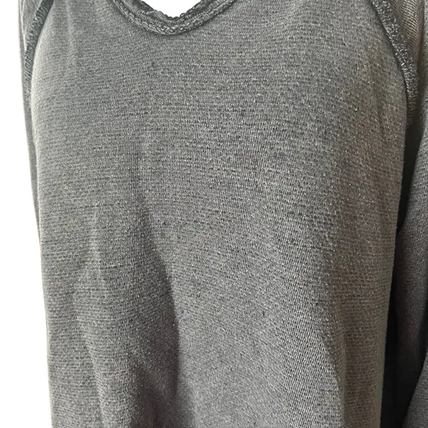 Free People Charcoal Gray Oversized Bell Crochet Notched V-Neck Top Medium‎ - Image 4