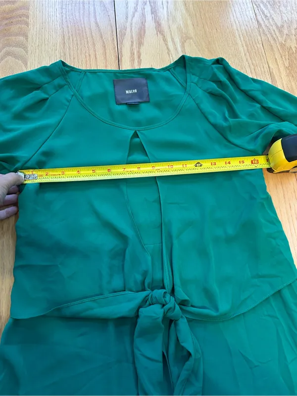 Anthropologie Maeve Valparaiso Green Tie Front Chiffon Dress Size 2P‎ Petite - Image 8