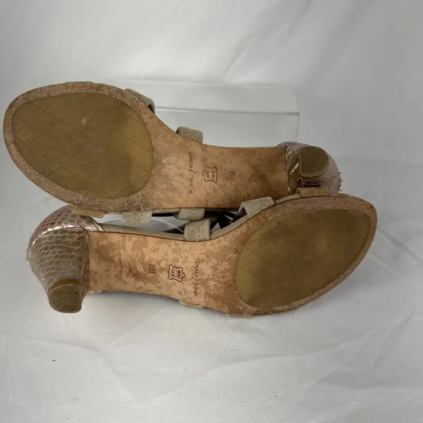 Donald J Pliner Womens Cross‎ Strap Sandals Heels Size 8 Beige Nude Leather Open - Image 5