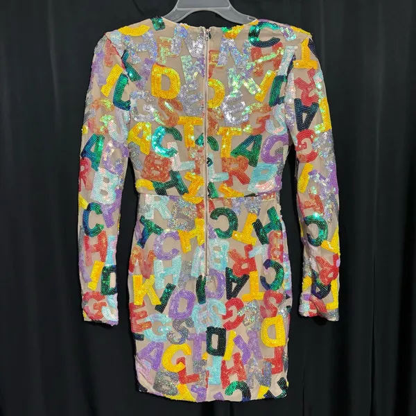 Unbranded Colorful Sequined Alphabet Letters Formal Ladies Party Dress size L - Image 2