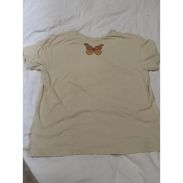 La Luna Dreamer Butterfly Graphic Tee Cream XL Boho 70s Retro Cottagecore - Image 6