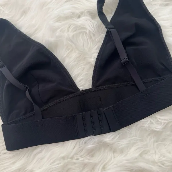 Skims Cotton Rib Plunge Bralette Soot Size Small - Image 5