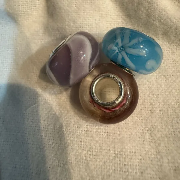 Pandora Set Of 3 Authentic‎ Murano Charm Pink Blue Purple Sterling 925 - Image 3