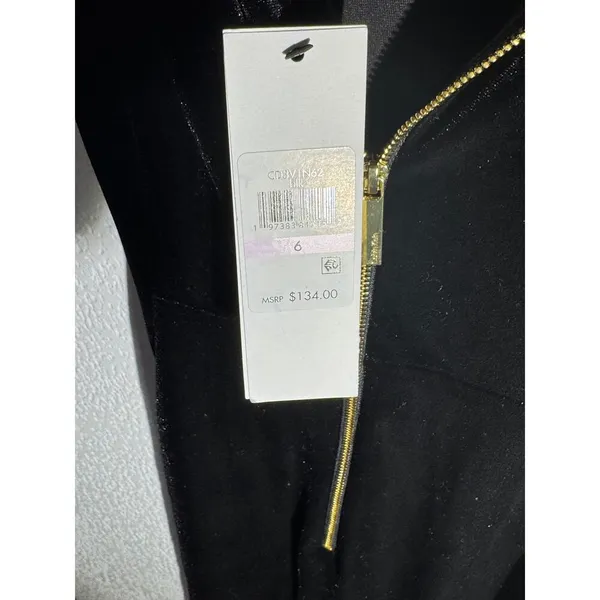 Calvin Klein Black Velvet Zip Dress | Size 6 | NWT | MSRP $134 - Image 4