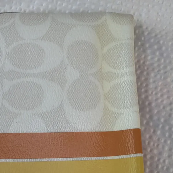 Coach Varsity Large Wristlet Chalk with Orange and Yellow Stripes - Image 7