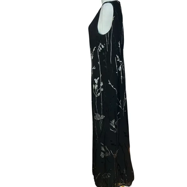 Casual Corner VTG Shift Dress Black Floral Sleeveless Maxi/Ankle SZ 12 Sheer - Image 5