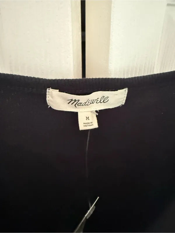NWT Madewell Ribbed Cami Thong Bodysuit Black Simple Basic Bodysuit Medium - Image 6