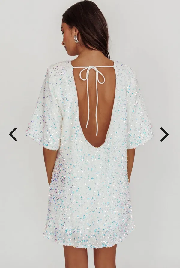 Mini sequin dress in white Size 6 - Image 2