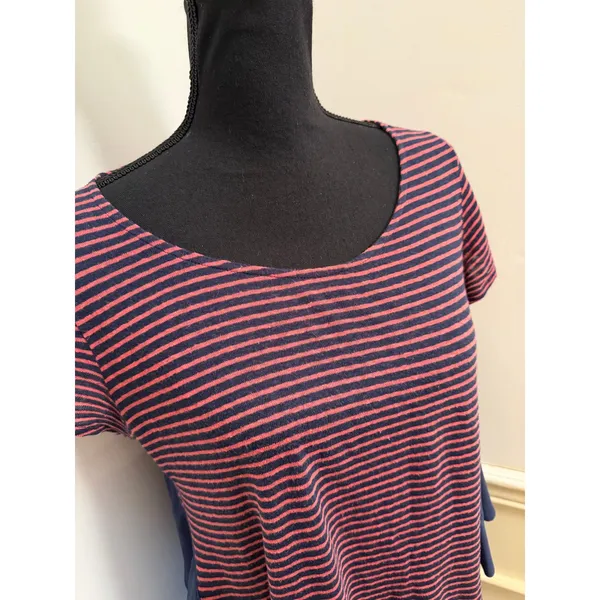 Anthropologie Meadow Rue Sideswing Striped Ruffle Back Top Linen Cotton Blend - Image 2