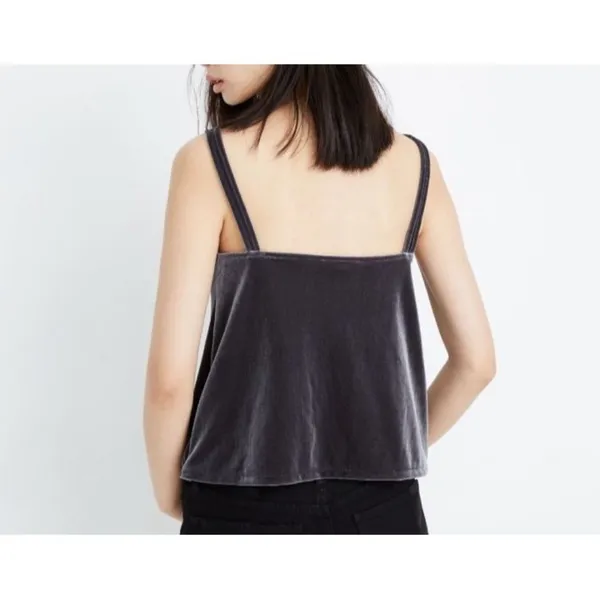 Madewell Velvet V Neck Tank Top Size M Brown Preppy‎ Boho Coquette Date Night - Image 2