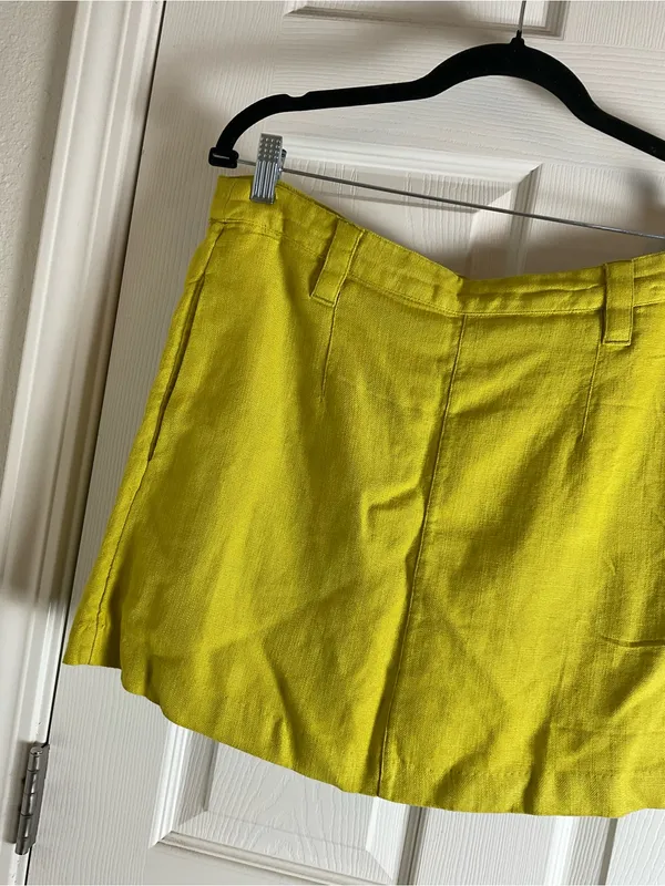 Free People Can't Blame Me Linen Blend Mini Skirt Size 6 Lime Yellow Mini - Image 3