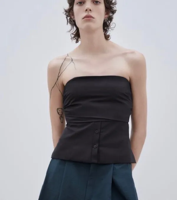 ZARA Navy Strapless Top - Image 3