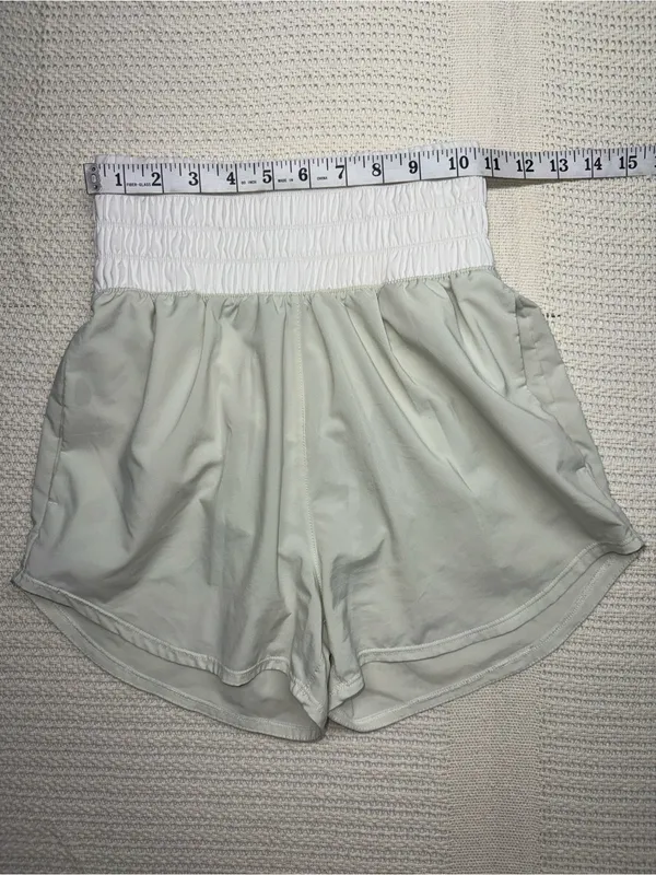 Nike Women's Athletic Shorts in Sage Green with White Waistband - Image 6