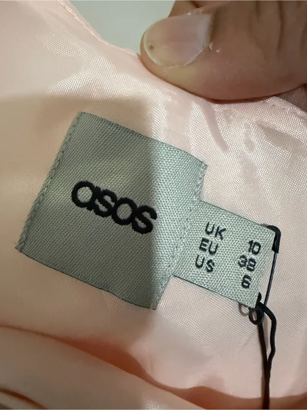 ASOS One-Shoulder Pink and Light Gray Cocktail Dress - Image 5