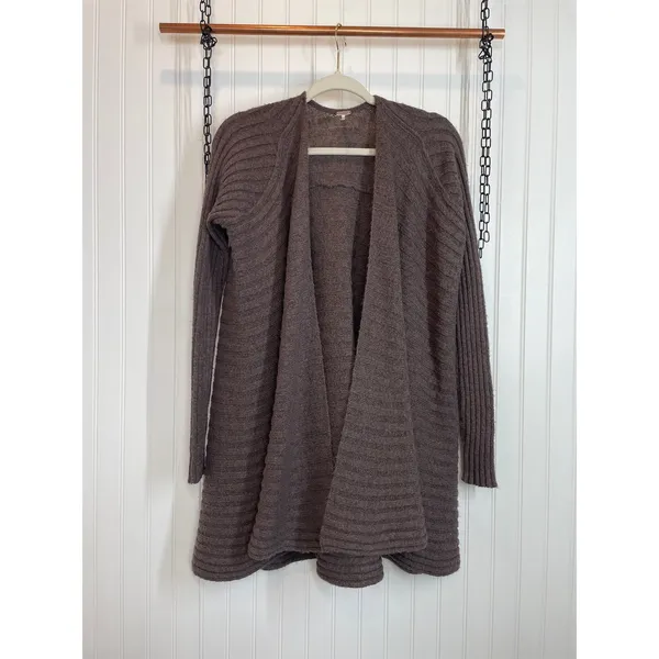Free People Brown Knit Ribbed Open Front Wool Blend Long Sleeve Cardigan Size S - Image 3