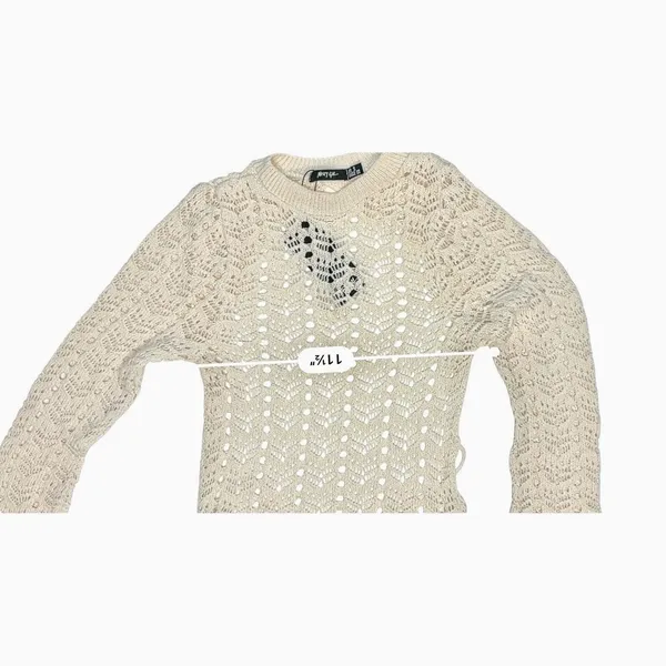 Nasty Gal Ecru Crochet Knitted Open Back Mini Dress Long‎ Sleeve Boho Size 4 NEW - Image 6