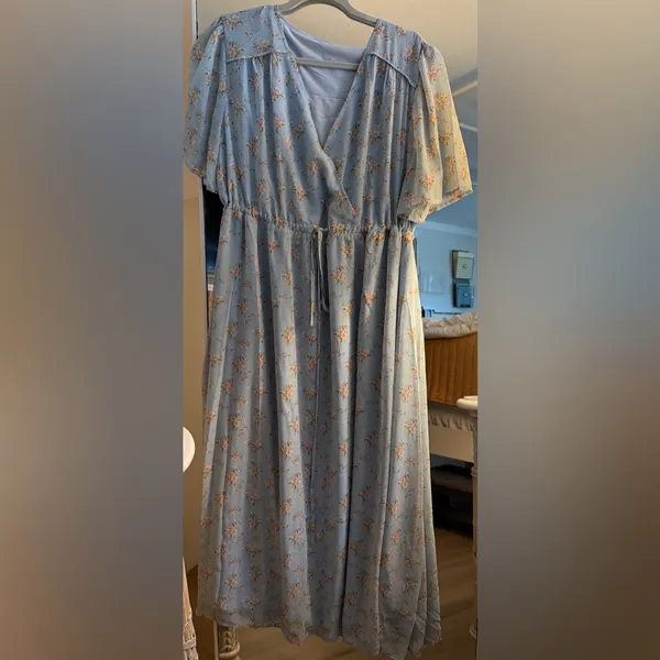 NEW Plus Size Wrap Floral Maxi Dress Short Sleeves Casual Maxi Dresses 3X - Image 4