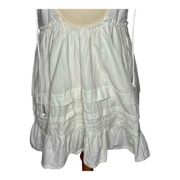 Free People Adella Mini Dress Womens Small Ivory White Boho‎ Open Back Button - Image 12