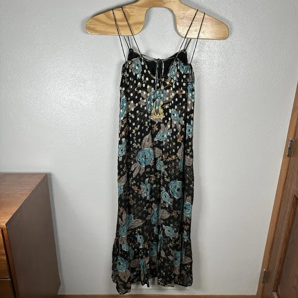 Natural Life The Alice Floral‎ Metallic Maxi Dress Womens XS Sleeveless Tiered - Image 5