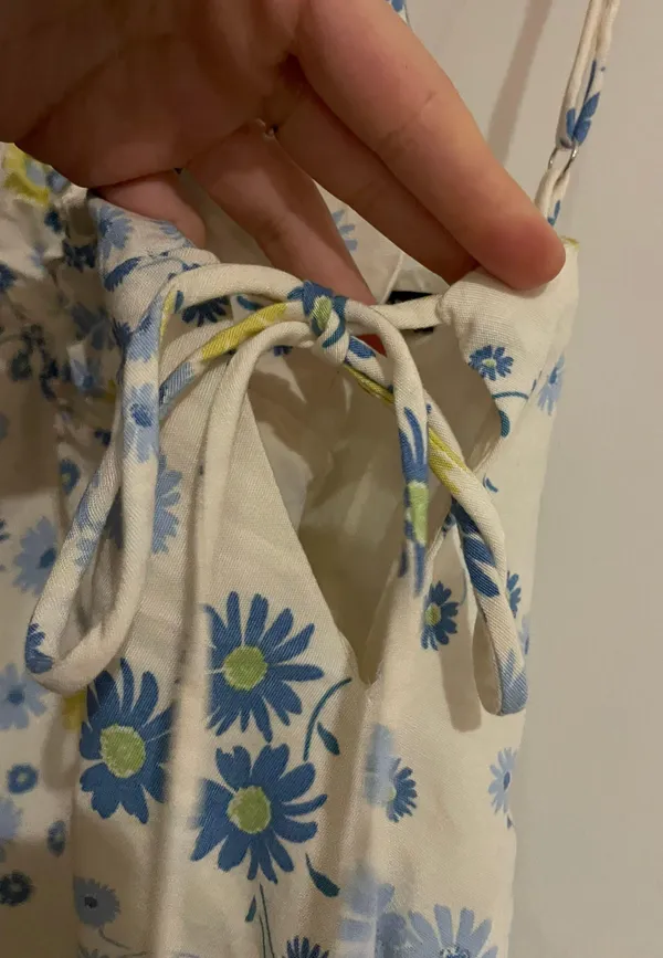 Zara Floral Linen Mini Dress Medium - Image 4