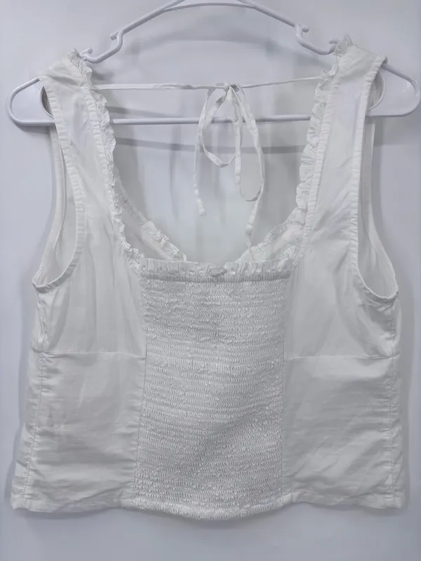 Free People White Hook-and-Eye Ruffle-Trim Crop Camisole - Image 5
