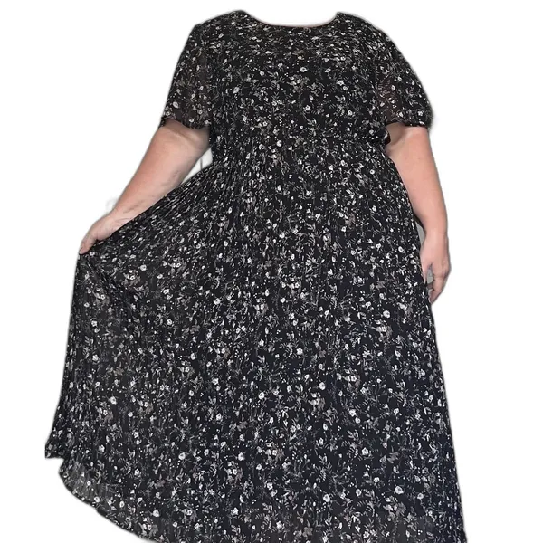 Baltic born Belfast Pleated Maxi Dress 3x Black Floral Cottagecore - Image 4