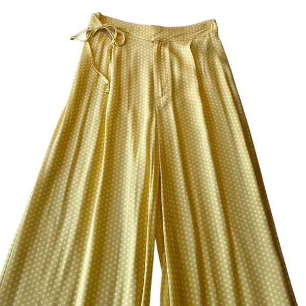 Zara Yellow Polka Dot Palazzo Pants - Image 2