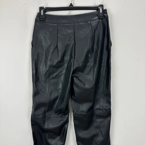 Lulus Open Minded Black Vegan Leather Pants High Waist Tapered Small NWT - Image 10