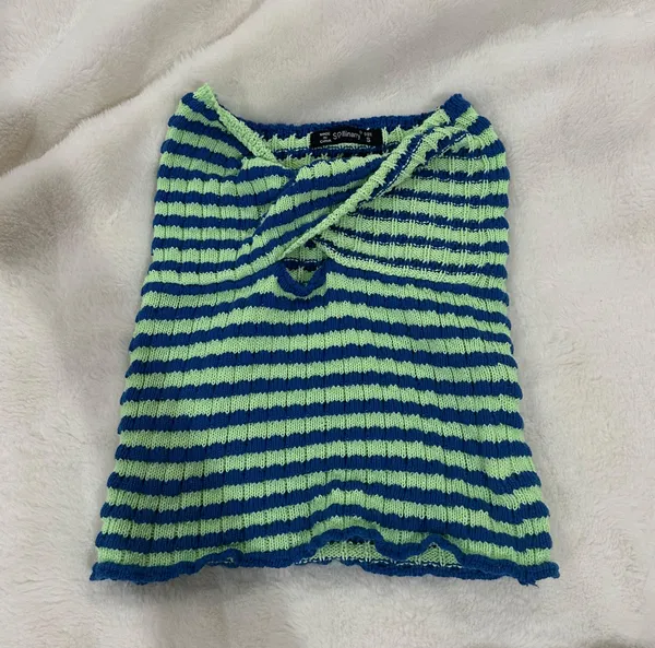 Blue And Green Strapless Cross Top - Image 2