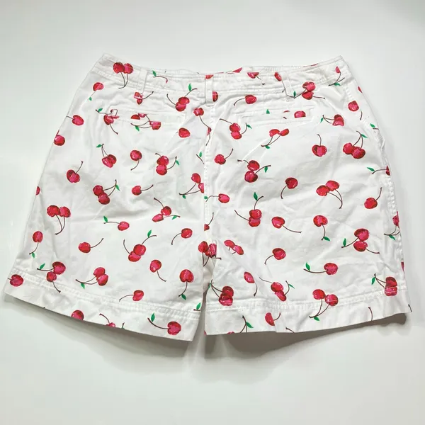 David N Sport White Cherry Print High Rise Shorts 100% Cotton Womens 16 - Image 5
