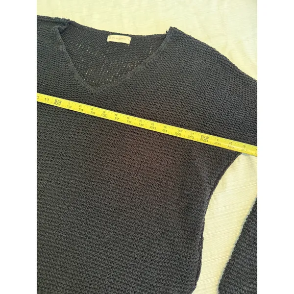 By Together Black V-Neck Cotton Blend Knit Sweater L4035 Womens‎ Medium - Image 5