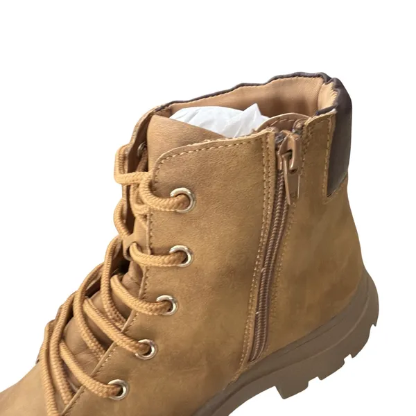 ICHIGO Women's Combat Boots 9.5 Tan Suede Lace Up Side Zip Lug Sole NIB - Image 7